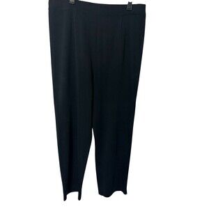 Exclusively Misook Black Dress Pants Pull On Elastic Waist Slinky High Rise M